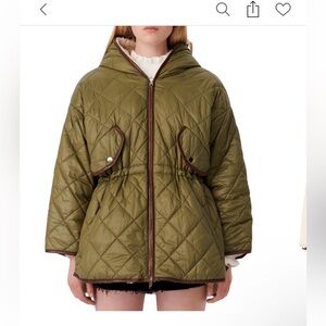 Maje Olive Green Quilted Puffer Coat